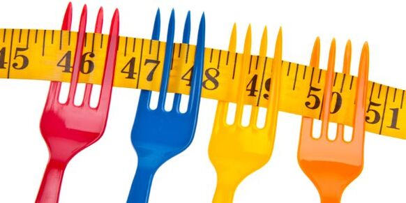 сантиметр на вилках символизирует похудение на диете дюкана